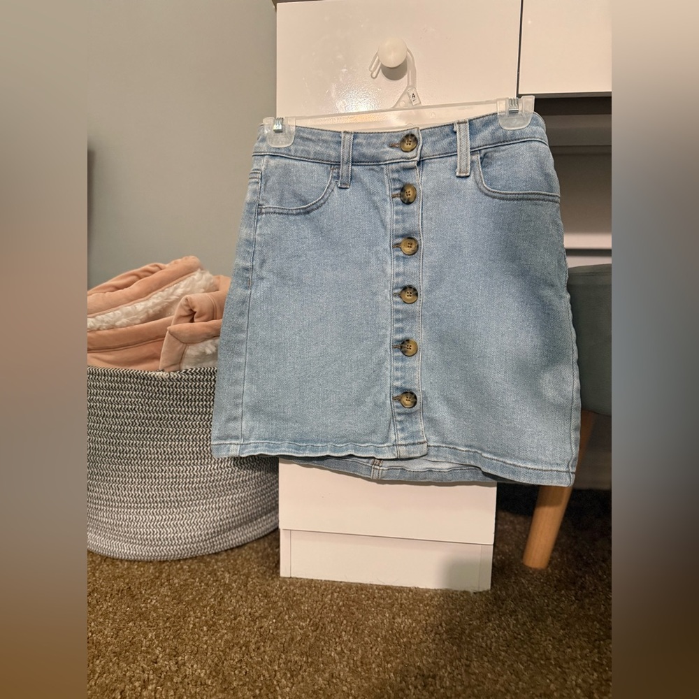 Arizona Jean Company Light Blue Button-Up Mini Skirt